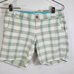 Roxy Y2K juniors cotton madras shorts white aqua size 3